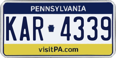 PA license plate KAR4339