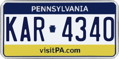 PA license plate KAR4340