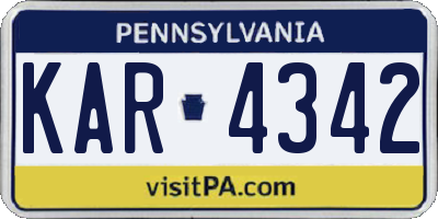 PA license plate KAR4342