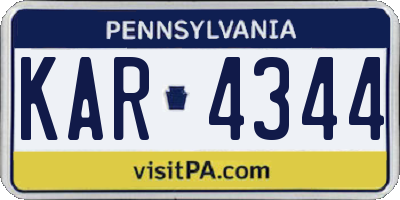PA license plate KAR4344
