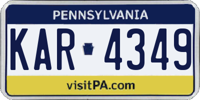 PA license plate KAR4349