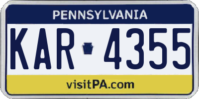 PA license plate KAR4355