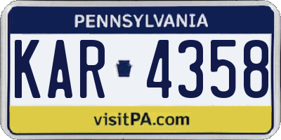 PA license plate KAR4358