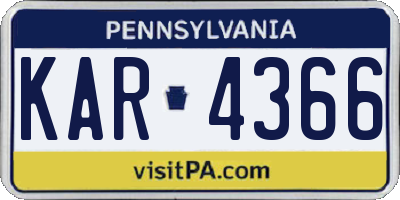 PA license plate KAR4366