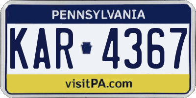 PA license plate KAR4367