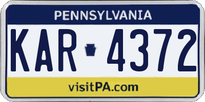 PA license plate KAR4372