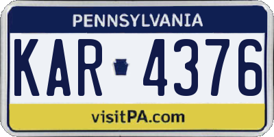 PA license plate KAR4376