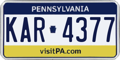 PA license plate KAR4377