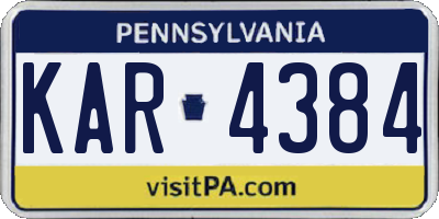 PA license plate KAR4384