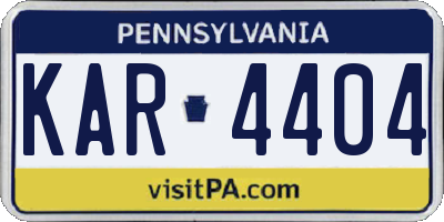 PA license plate KAR4404