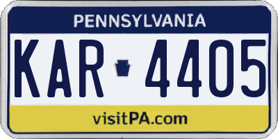 PA license plate KAR4405