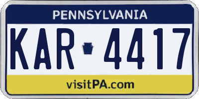 PA license plate KAR4417