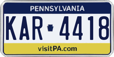 PA license plate KAR4418