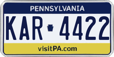 PA license plate KAR4422