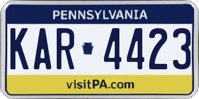 PA license plate KAR4423