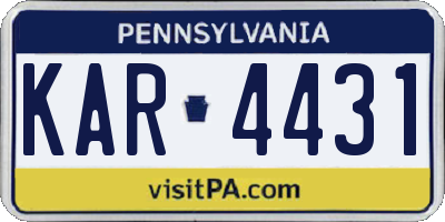 PA license plate KAR4431