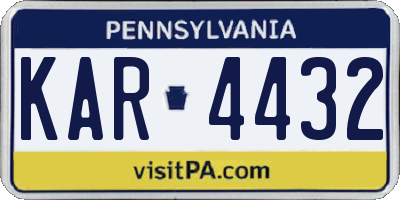 PA license plate KAR4432