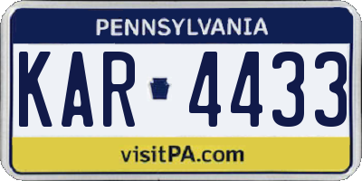 PA license plate KAR4433