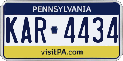 PA license plate KAR4434