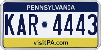 PA license plate KAR4443