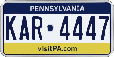 PA license plate KAR4447