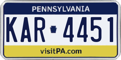 PA license plate KAR4451