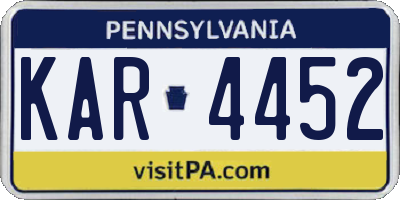 PA license plate KAR4452
