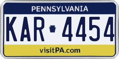 PA license plate KAR4454