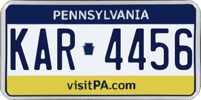 PA license plate KAR4456