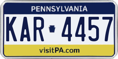 PA license plate KAR4457