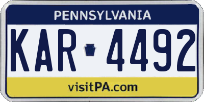 PA license plate KAR4492