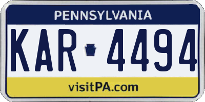 PA license plate KAR4494