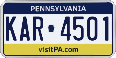 PA license plate KAR4501