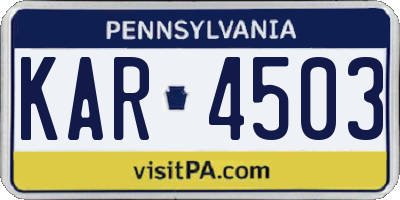 PA license plate KAR4503