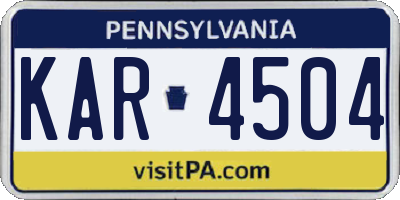 PA license plate KAR4504