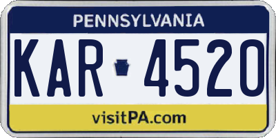 PA license plate KAR4520