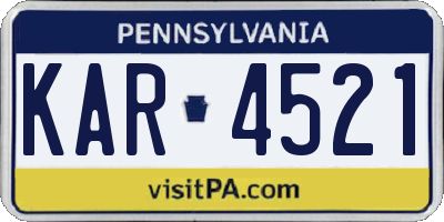 PA license plate KAR4521