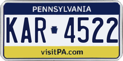 PA license plate KAR4522