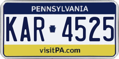 PA license plate KAR4525
