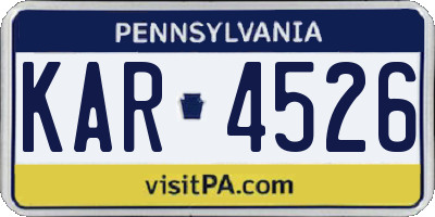 PA license plate KAR4526