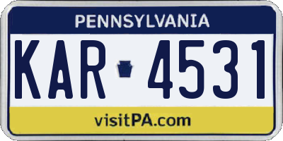 PA license plate KAR4531