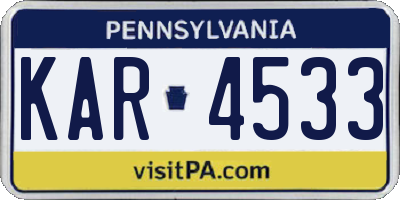 PA license plate KAR4533