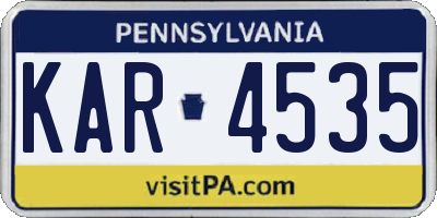 PA license plate KAR4535