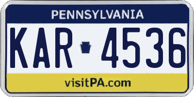 PA license plate KAR4536