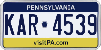 PA license plate KAR4539