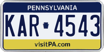 PA license plate KAR4543