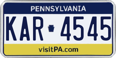 PA license plate KAR4545