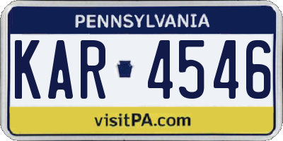 PA license plate KAR4546