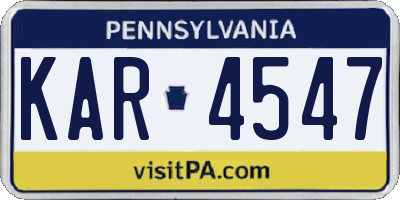 PA license plate KAR4547