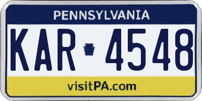 PA license plate KAR4548